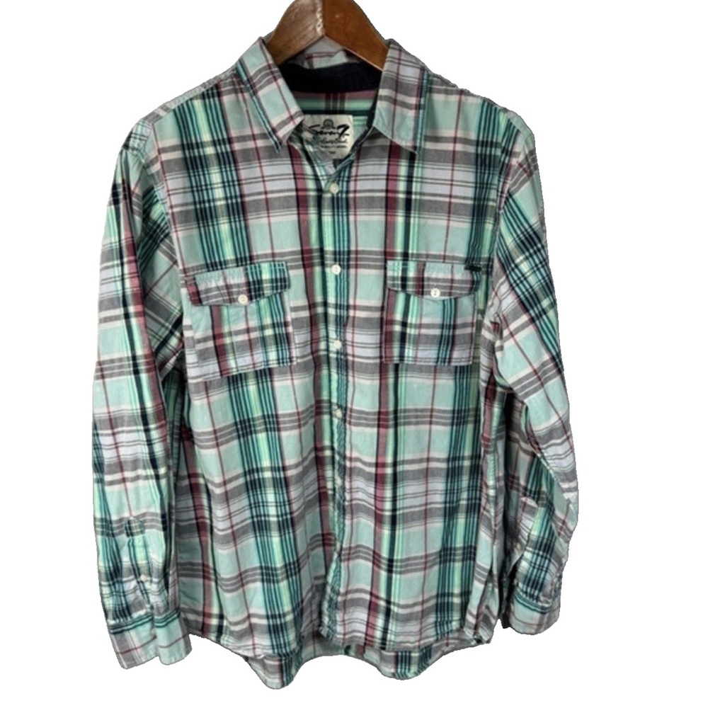 Seven7 Men’s Plaid Soft Wash Shirt sz L # E308